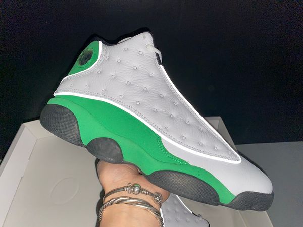

1 ray allen white green black original genuine cat eye 2020 new lucky green 13s db6537-113 xiii basketball shoes mens sports sn