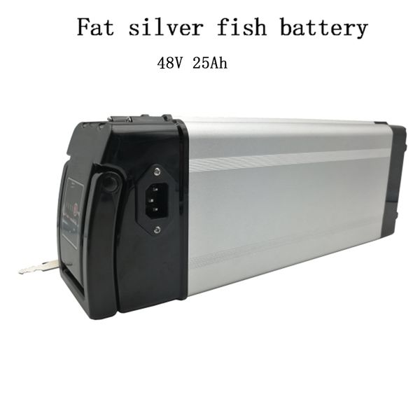 48V25Ah Silver Fish Typ II Fat Aluminiumgehäuse Lithium-Ionen-Akku mit chinesischer 18650-Zelle und BMS für Elektrofahrräder