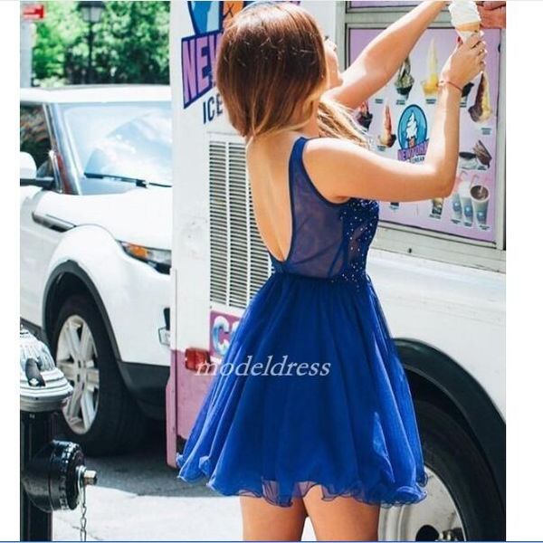 

crystal royal blue homecoming dresses v neck backless appliques beads short mini evening prom gowns special occasion cocktail party dress, Red