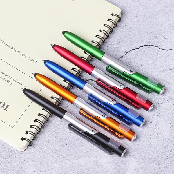 

new arrival universal mini capacitive pen 4-in-1 folding ballpoint pen screen stylus touch with led for tablet cellphone, Blue;orange