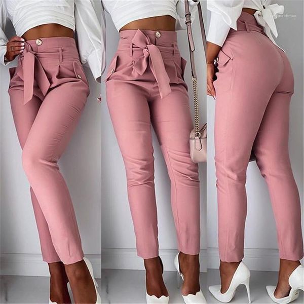 

color ol bow sashes loose casual pencil pants spring summer fashion women pants high waist designer women pants solid, Black;white