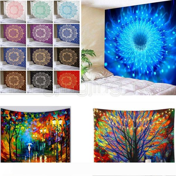 

200*150cmtree flower blanket tapestry wall hanging forest with birds bohemian hippie tapestry for bedroom living room yoga mat cover gga533