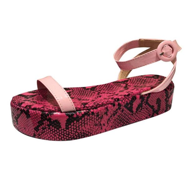 

sagace summer platform sandals 2020 women' open toe platform sandals ankle-strap feature snakeskin pattern is suitable party, Black