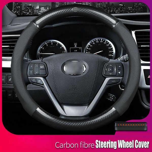 

universal 15inch size m carbon fiber leather car steering wheel cover for toyota