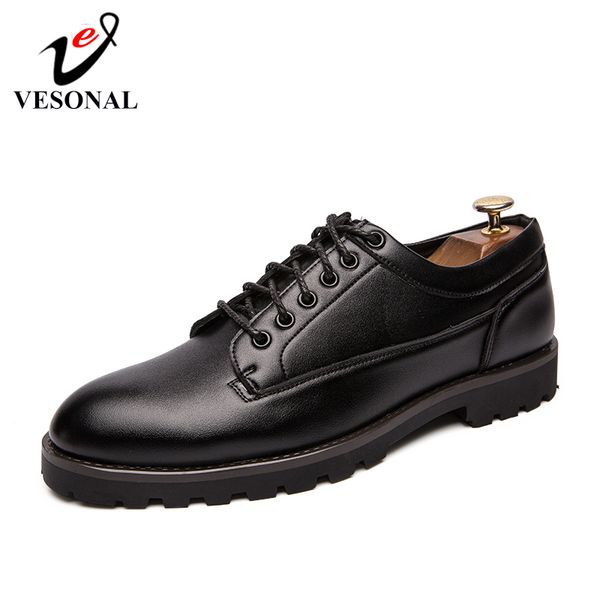 

vesonal 2019 summer comfort casual leather shoes men fashion pu leather shoes oxfords male quality non slip rubber, Black