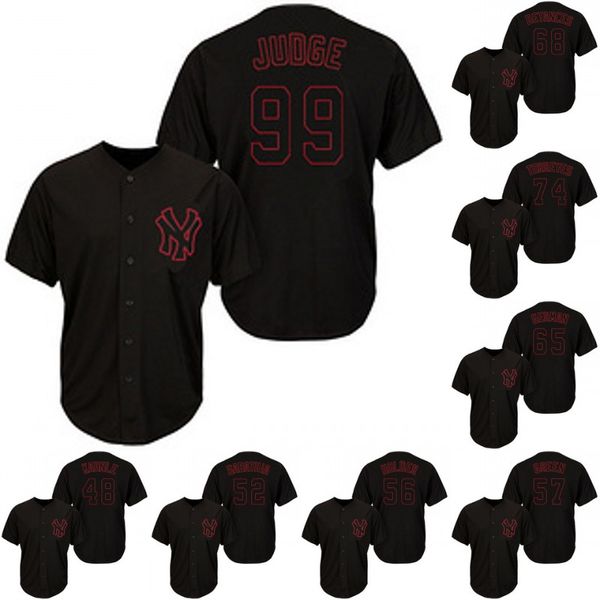 

New York 99 Aaron Judge 48 Tommy Kahnle 53 Zack Britton 56 Jonathan Holder 57 Chad Green 85 Luis Cessa Yankees Baseball Jerseys Black