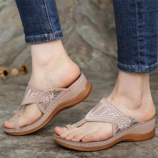 

2020 summer sandals women fashion embroidered flat sandals ladies casual gladiator women flip flops woman slippers, Black