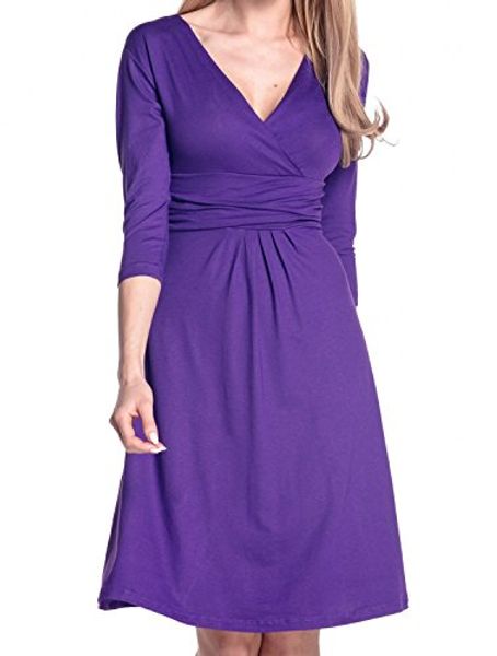 

glamour empire women's knee length 3/4 sleeve viscose circle dress 282, Black;gray