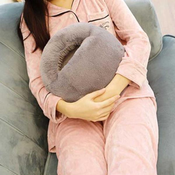 

warm soft winter wormwood detachable heating slipper electric faux fur shoes large pocket usb foot warmer home office safe, Black