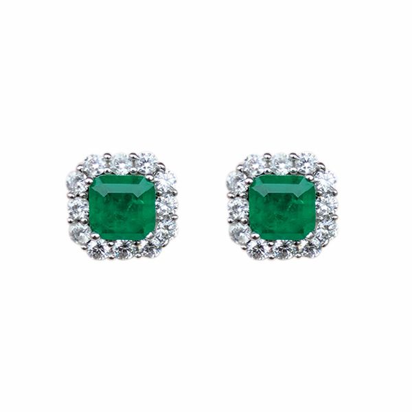 

vintage natural emerald earrings for women luxury 925 sterling silver jewelry earrings wedding anniversary gift