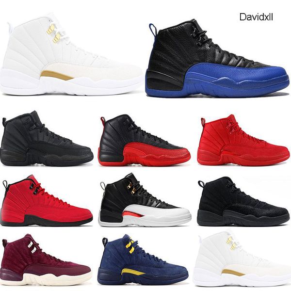

12s mens basketball shoe winterized wntr gym red michigan bordeaux 12 white black the master flu game royal taxi sports sneakers size 7-13