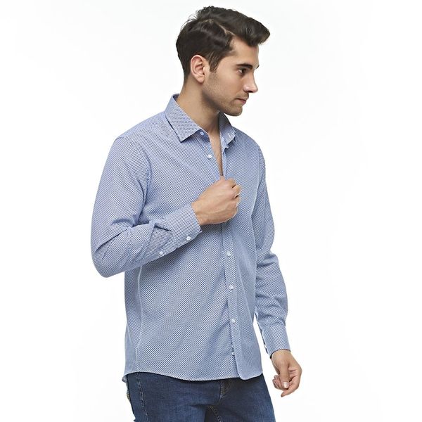 

navy blue print white shirt, White;black