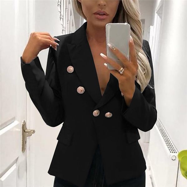 

spring solid women blazer suit coat autumn work bussiness jacket plus size jackets veste femme slim ladies blazer feminino, White;black