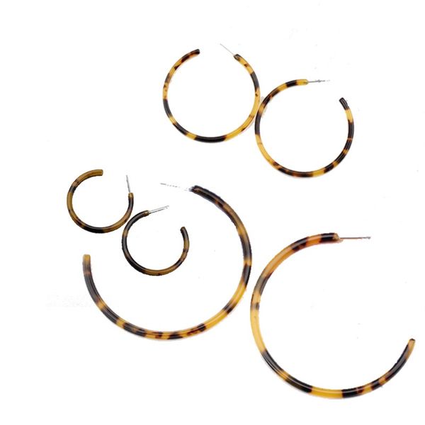 

various sizes retro c-type acrylic leopard print hoop earrings boho acetic acid pendientes women trendy jewelry bijoux oorbellen, Golden