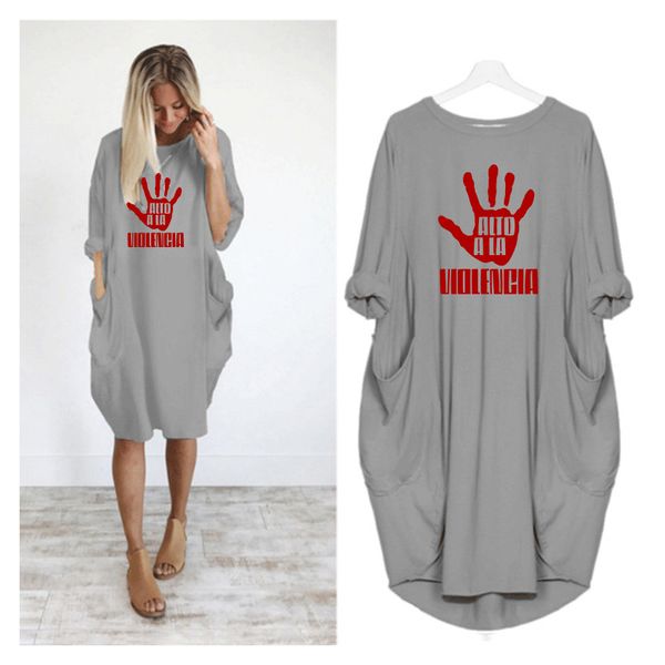 

womens designer dress fashion pattern dresses casual womens clothes with pockets girls 2020 summer new 6 colors new fashion, Black;gray