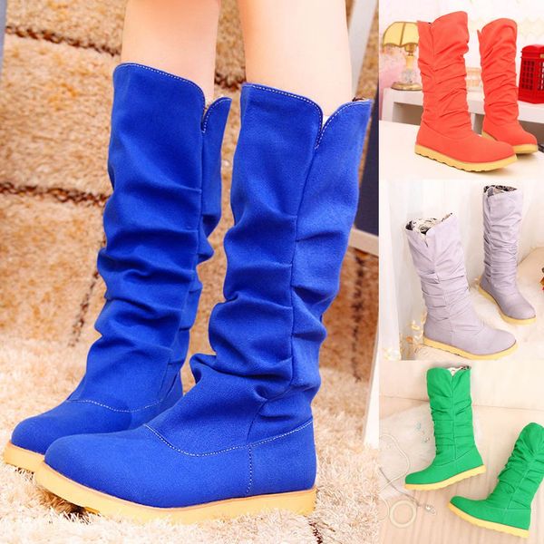 

women winter warm knee boots thick warm high boots large size student shoe, Black