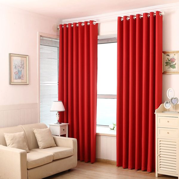 2019 Red Curtains Pure Black Blockout Curtains French Window Door