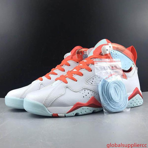 

2019 новая баскетбольная обувь jumpman 7 7s topaz mist женщины моды candy white pink шитье открытый тренер спорт тапки дизайнерская обувь