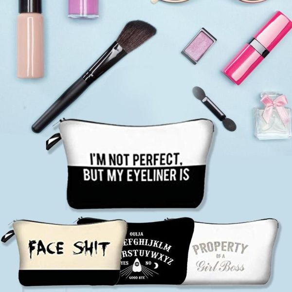

2020 new fashion women makeup bag neceser travel cosmetic organizer letters prints bags cosmetic bags maleta de maquiagem
