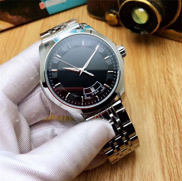 

2019popular fashion men's sports watch brand leather steel strap strap automatic mechanical wrist sports gift time wacth, Slivery;brown