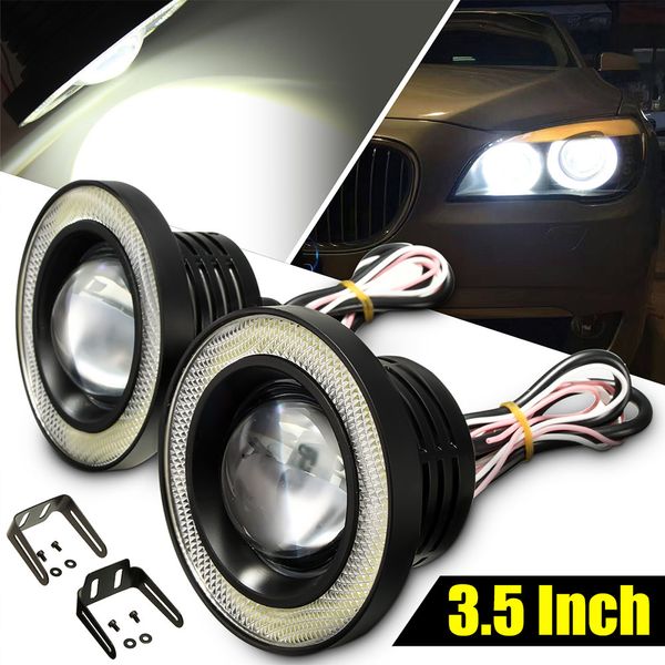 

2pcs cob led fog light lamp 3.5 inch 10w projector angel eyes durable for car driving bx