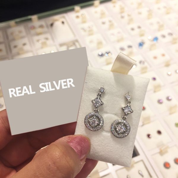 

2019 925 silver natural crystal pendant earrings original box fit pandora fashion sterling silver jewelry earring for women wedding gift
