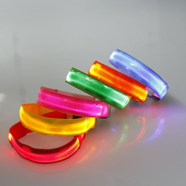 

led sports wrist strap band luminous toy wristband light flash bracelet glowing armband party toy, Black;gray