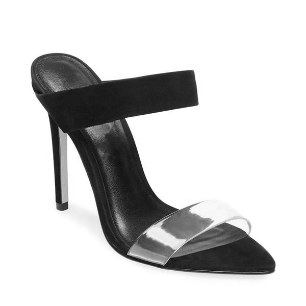 

открытый остроконечные toe высокий каблук мулы женщин heeled четкие heels, Black