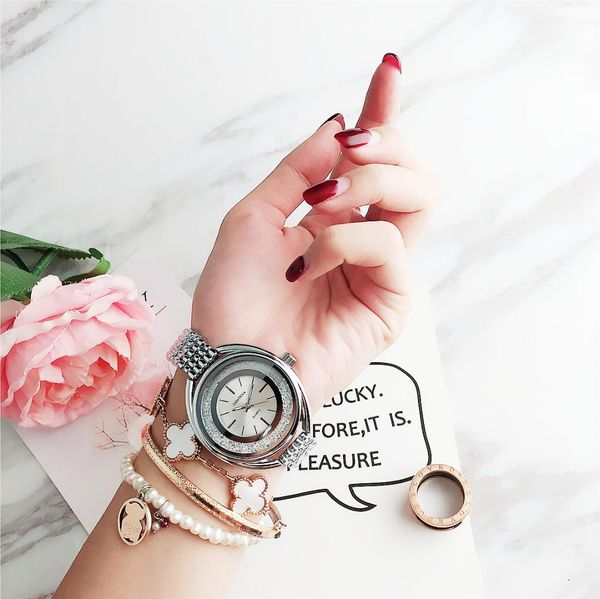 

6403z stylish casual watch korean version of the minimalist trend set women's quartz watch, Slivery;brown