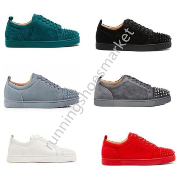 

2020 new designer shoes red bottom junior studded spikes sneakers mens real leather trainers party shoes us 5-12.5, Black