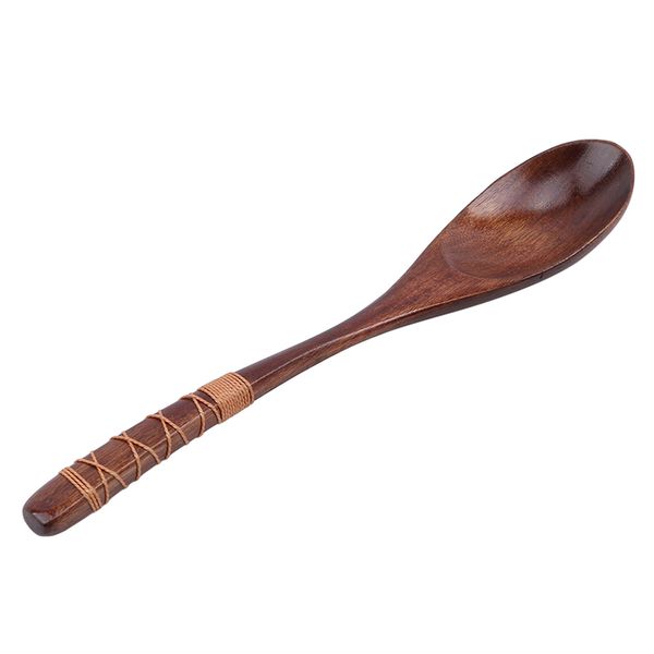 

simple style wrapped wire spoon long flat curved handle exquisite wrapped eco-friendly wooden spoon anti-slip spoon