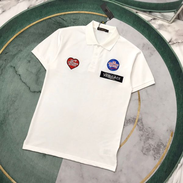 

франция англия стиль роскошный дизайн логотипы вышитые рубашки поло мужчины женщины мода свободные дышащие отложной воротник короткий рукав, White;black