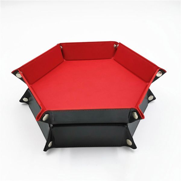

hexagon dice tray pu leather folding hexagon board games bar club dice storage tray velvet fabric 2020 new coin storage box tray