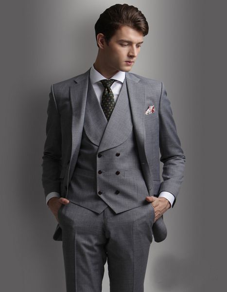 

two buttons groomsmen notch lapel wedding groom tuxedos men suits wedding/prom/dinner man blazer(jacket+tie+vest+pants) b772, Black;gray