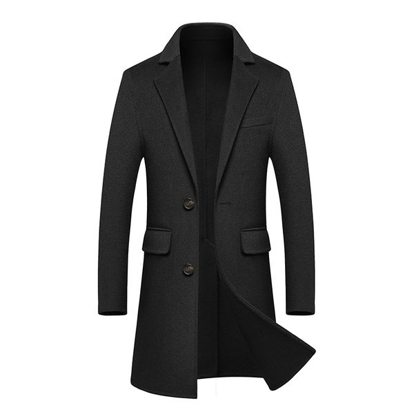 

new luxurious wool woollen overcoat male long fund two-sided wool man windbreaker business leisure time woolen male loose coat, Black