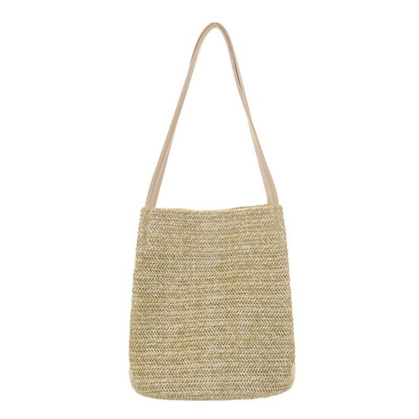 

summer style women durable shoulder bag weave straw beach bags bohemian zipper bucket bag casual tote handbags