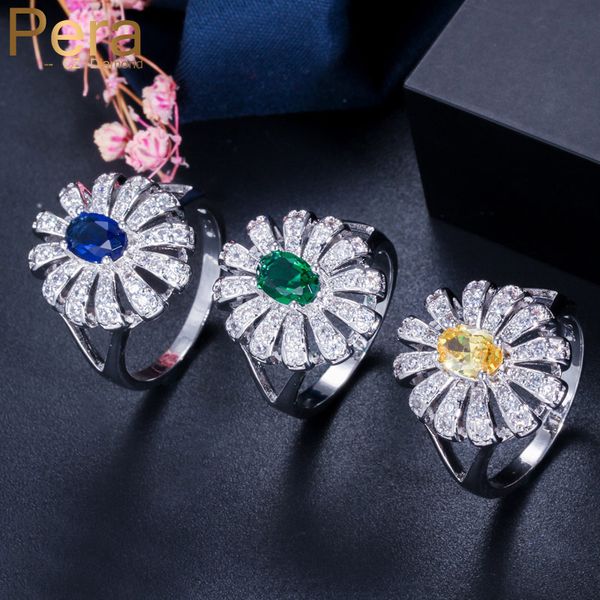 

пера классических большого цветок овальной формы цирконий серебро цвет finger кольцо ювелирных аксессуаров для женщин костюма партии r025, Golden;silver