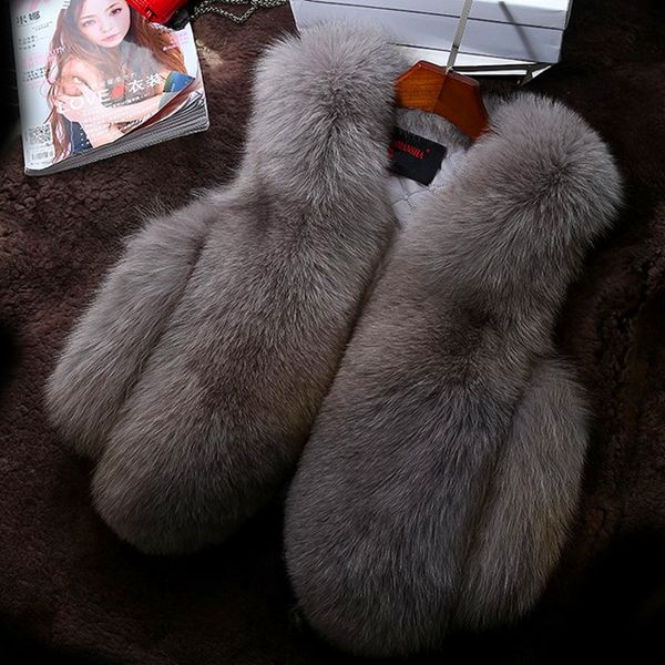

children's vest girls vest faux fur children's wear fur thicken coat autumn and winter warm fashion kids outwear 2-10t, Blue;gray
