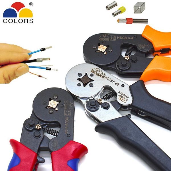 

colors hsc8 6-4 0.25-6mm2 23-10awg crimping pliers 700pcs terminals for tube type needle type terminal crimp self-adjusting tool y200321