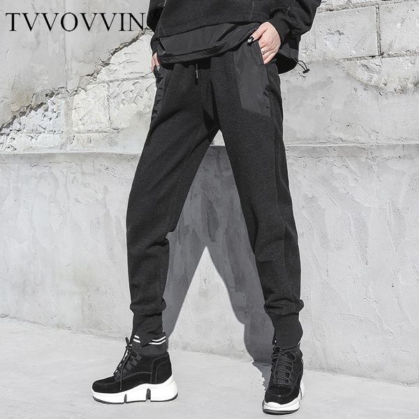 

korea 2020 new spring drawstring beam feet pants women streetwear casual wild fashion elastic waist trousers tide y113, Black;white