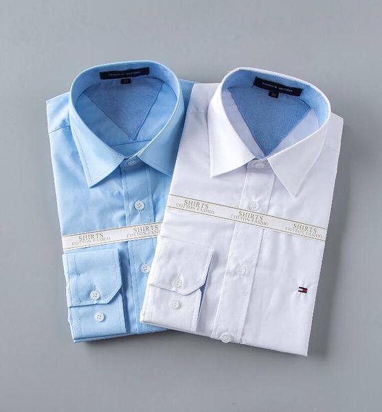 

wholesale 2019 new brand spring autumn casual long sleeve men shirt cotton formal business plaid mens dress shirts plus #6801, White;black