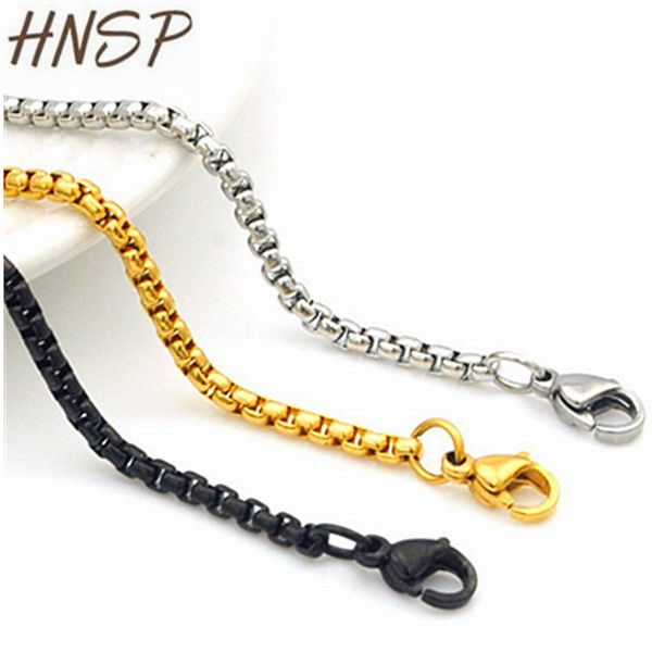 

hnsp 3.0mm stainless steel chain necklace for men gold silver black 3 color male jewelry