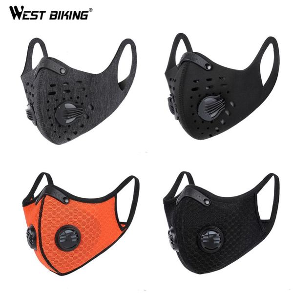 

west biking cycling face mask sport bike mask training pm 2.5 dustproof running activated carbon filter breathable, Black