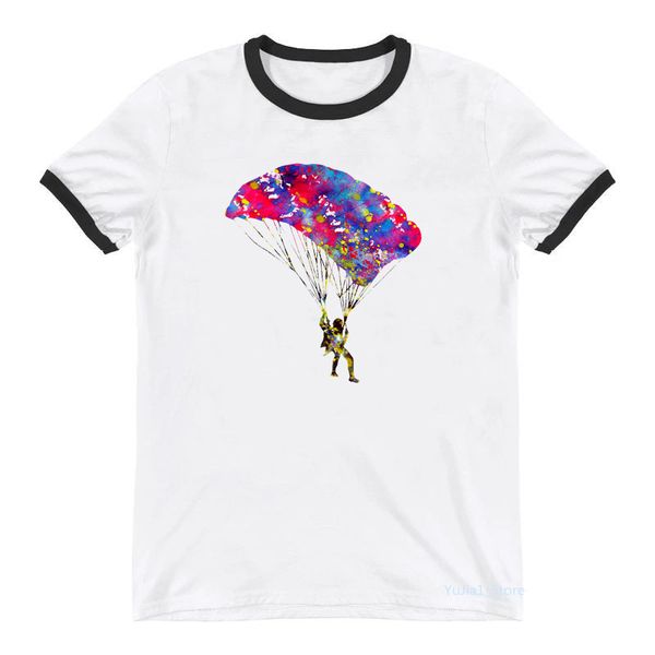 

women's t-shirt colorful skydiver printed funny t shirts women summer female white short sleeve ringer tee sports lover tshirts