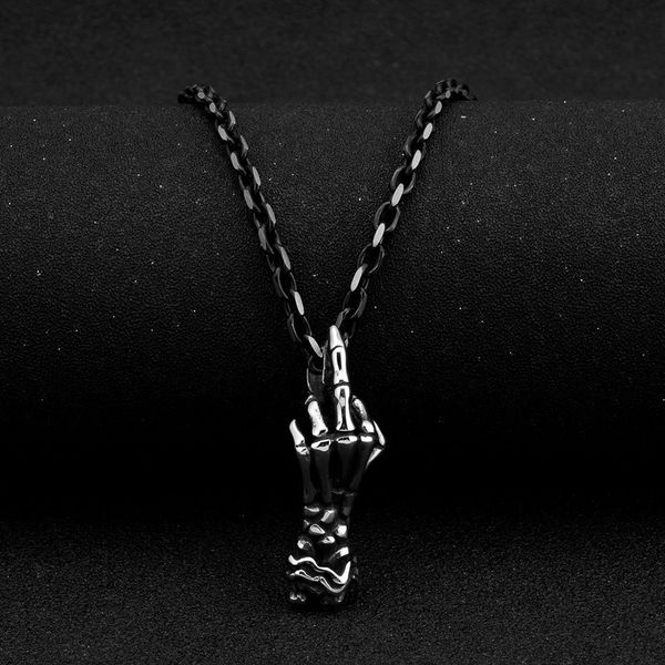 

mincn ghost hand stainless steel necklace men's punk pendant dragon claw god fashion jewelry titanium steel men's necklace, Silver