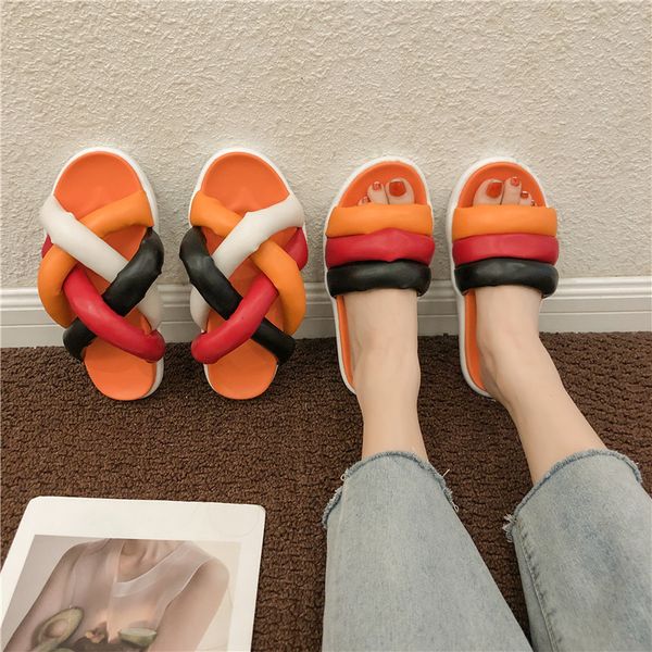 

shoes candy colors slippers casual summer woman slipers women slides low beach 2020 flat rome fashion pu basic, Black