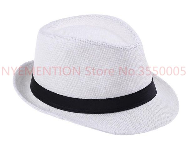 

fashion hats for women fedora trilby gangster cap summer beach sun straw panama hat with ribbow band sunhat 100pcs