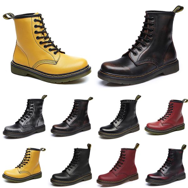 

new non-brand designer men women martin boots ankle knee wipe wine red paint black white brown mens motorcycle boots 35-44 style 2