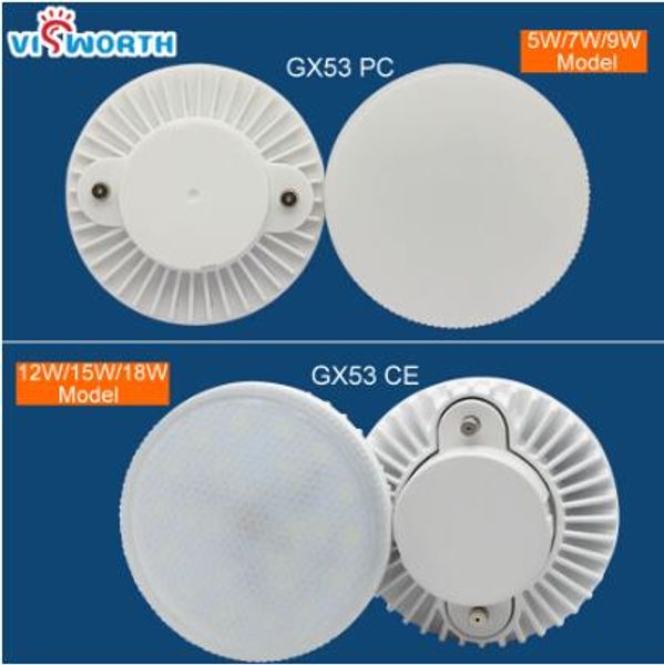 GX53 LED Ampul Işık Kabine Işıkları altında 7 W 9 W 12 W 15 W 18 W Dolap Işık AC 85-265 V LED Spot Soğuk Sıcak Beyaz Puck Işık