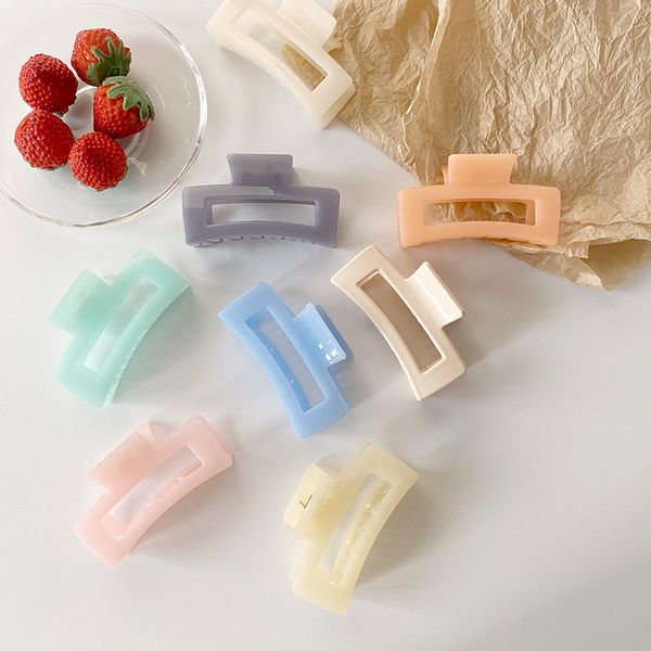 

aomu new korean summer candy color big hair clips chic acrylic hair rectangle clip for women sweet accessories, Golden;white